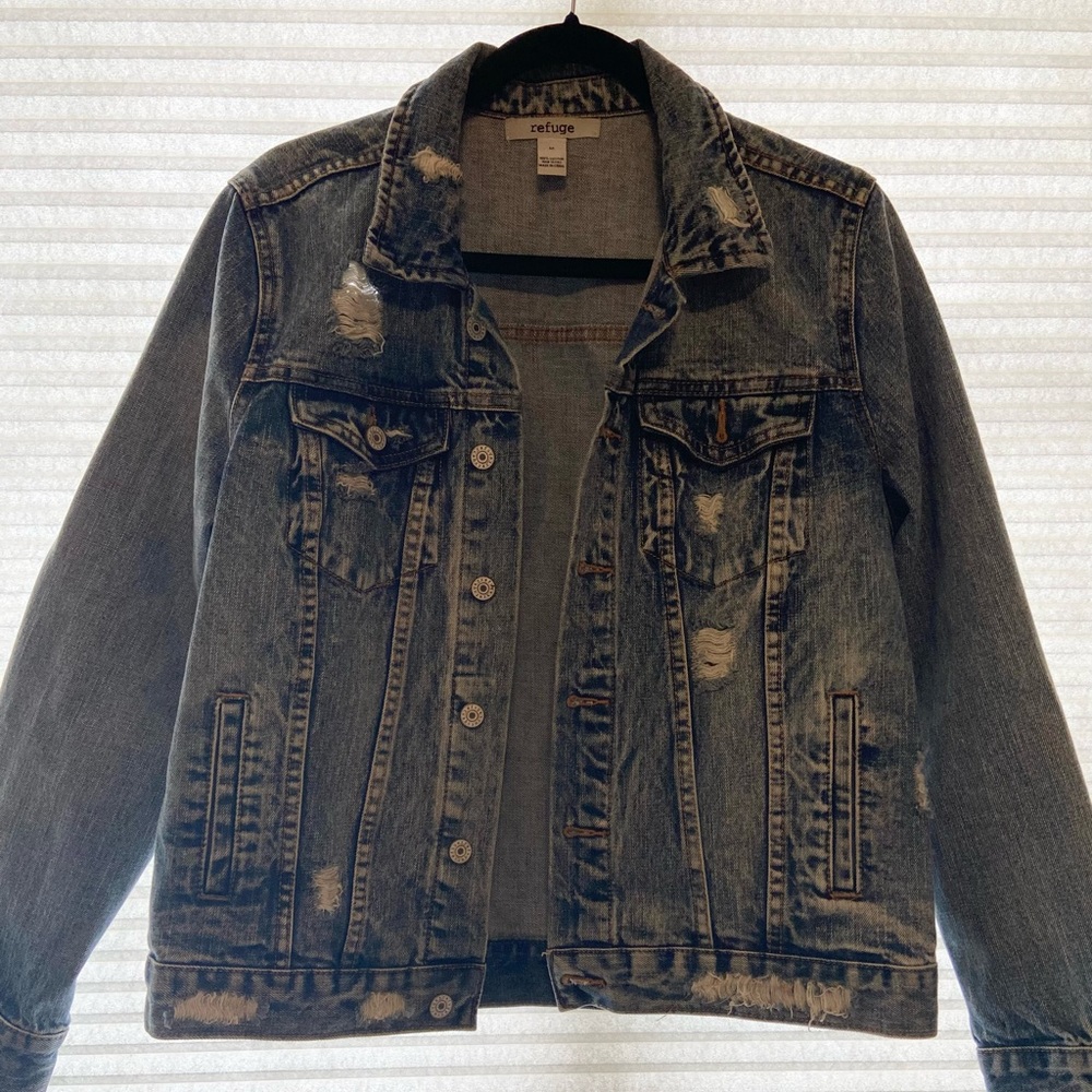 Distressed denim jacket